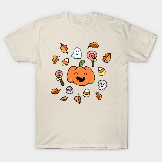 Halloween Doodles T-Shirt by AnishaCreations